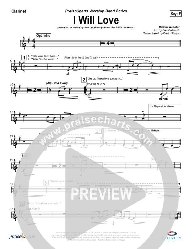 I Will Love Clarinet (Hillsong Worship)