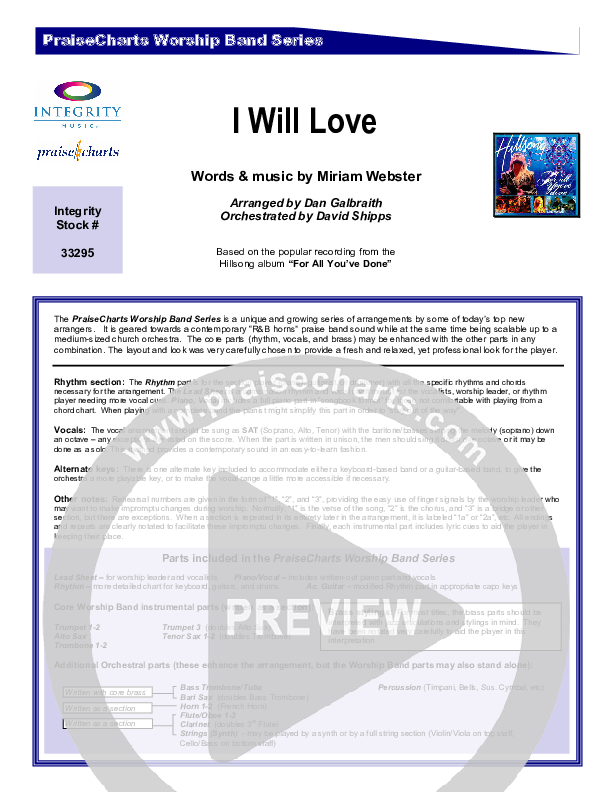 I Will Love Orchestration (Hillsong Worship)