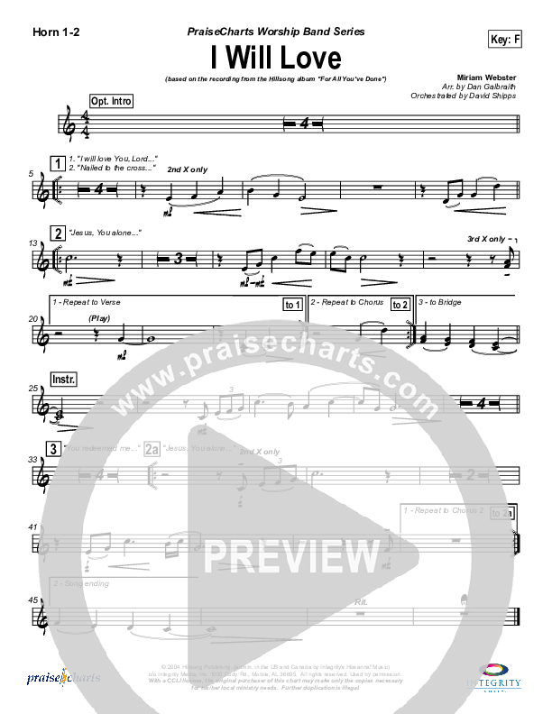 I Will Love French Horn 1/2 (Hillsong Worship)