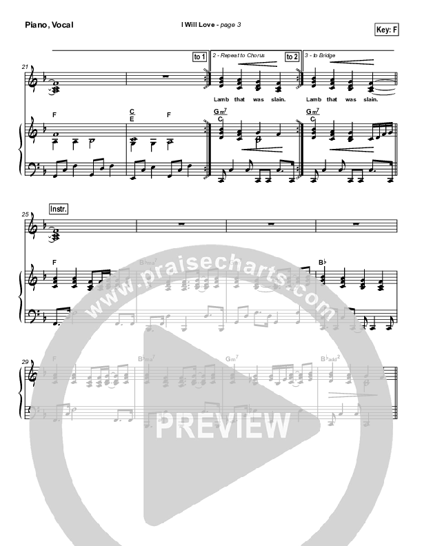 I Will Love Piano/Vocal (Hillsong Worship)