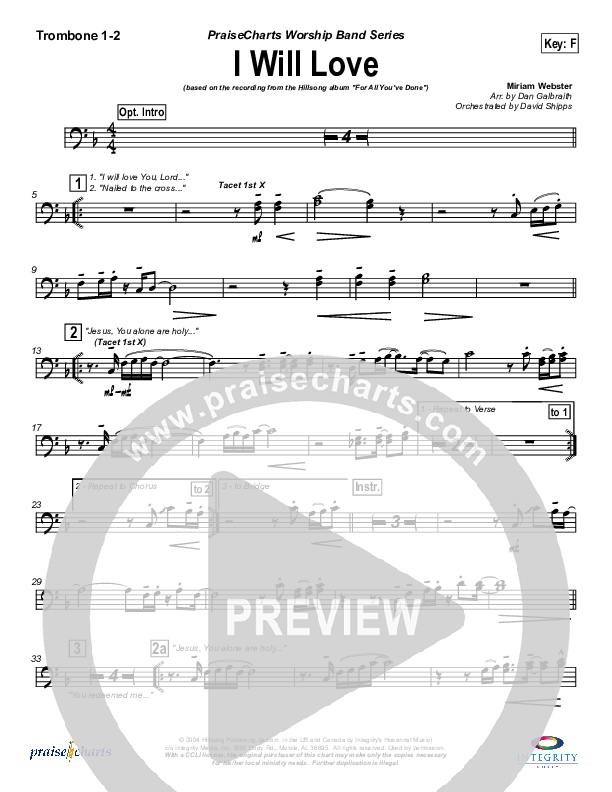 I Will Love Trombone 1/2 (Hillsong Worship)