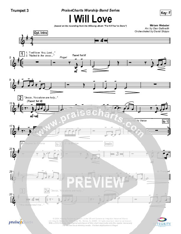 I Will Love Trumpet 3 (Hillsong Worship)