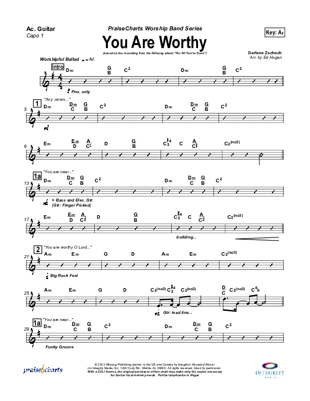 You Are Worthy Acoustic Guitar (Hillsong Worship)