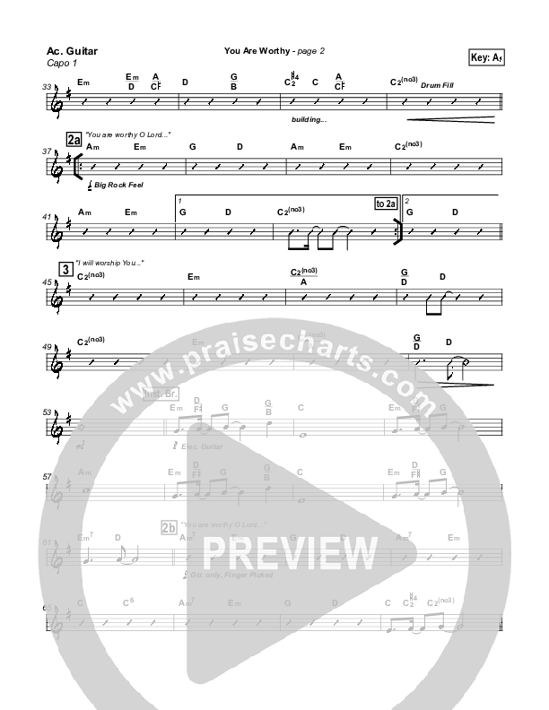 You Are Worthy Acoustic Guitar (Hillsong Worship)