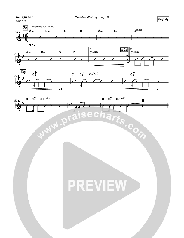 You Are Worthy Acoustic Guitar (Hillsong Worship)