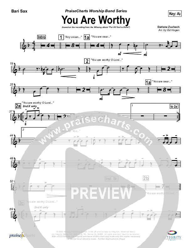 You Are Worthy Bari Sax (Hillsong Worship)