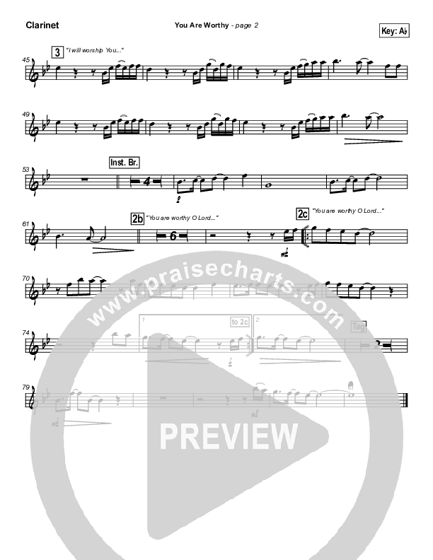 You Are Worthy Clarinet (Hillsong Worship)