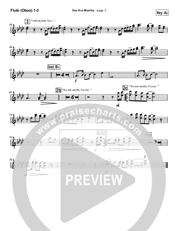 You Are Worthy Flute/Oboe 1/2/3 (Hillsong Worship)