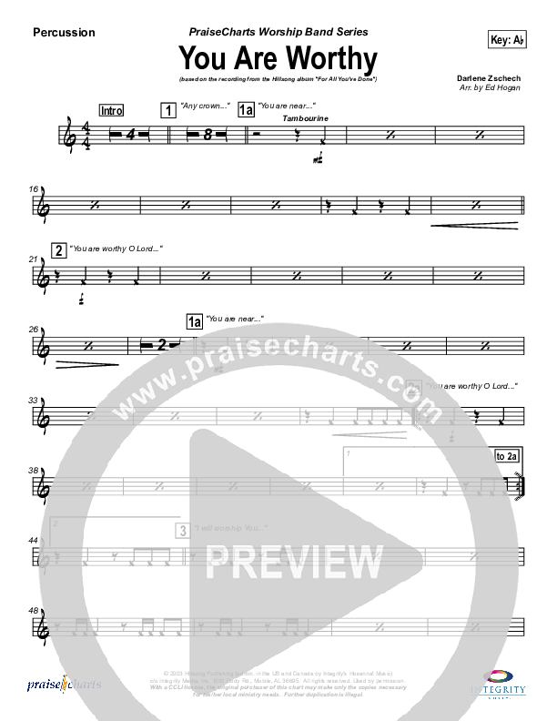 You Are Worthy Percussion (Hillsong Worship)