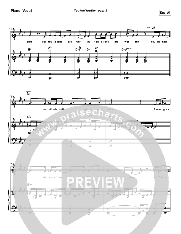 You Are Worthy Piano/Vocal Pack (Hillsong Worship)