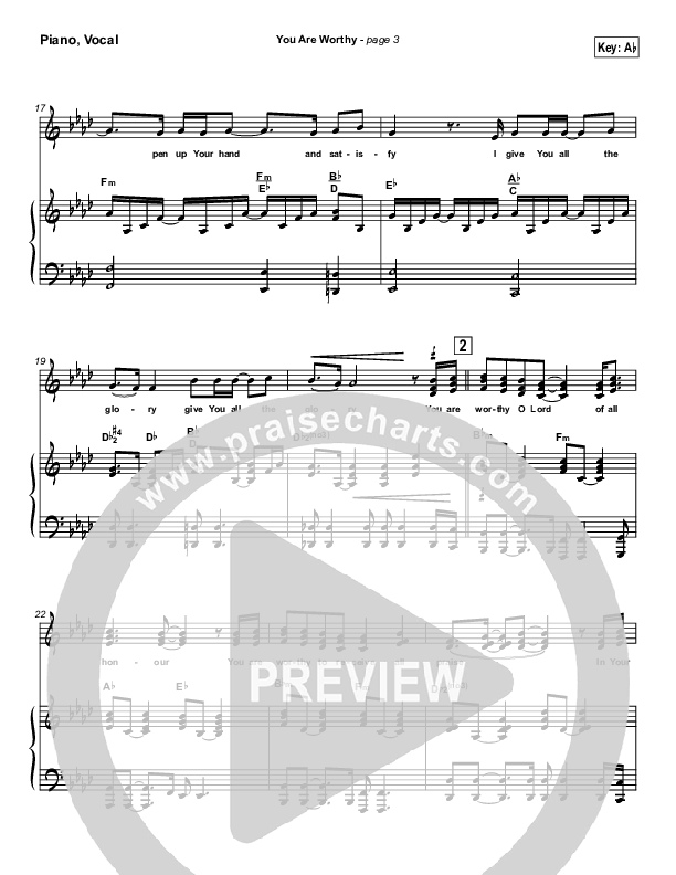 You Are Worthy Piano/Vocal Pack (Hillsong Worship)