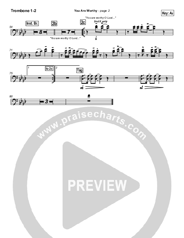 You Are Worthy Trombone 1/2 (Hillsong Worship)
