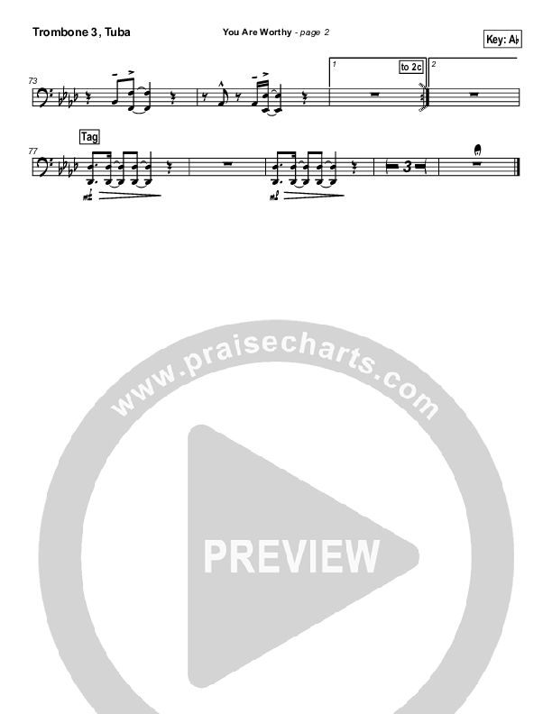 You Are Worthy Trombone 3/Tuba (Hillsong Worship)