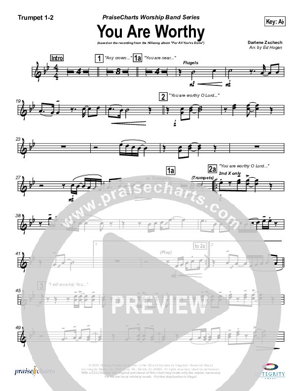 You Are Worthy Trumpet 1,2 (Hillsong Worship)