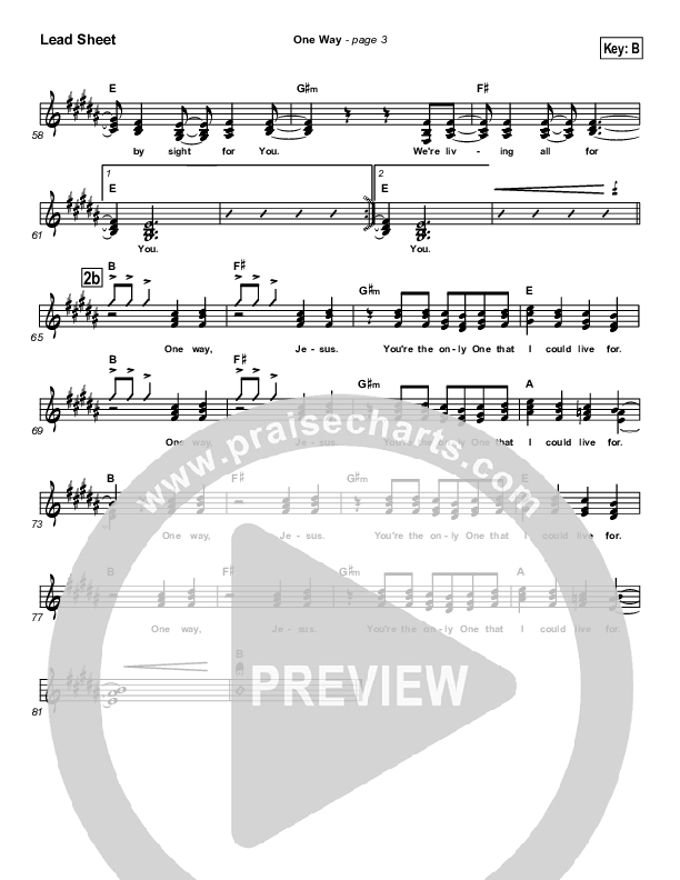 One Way Lead Sheet (Hillsong Worship)