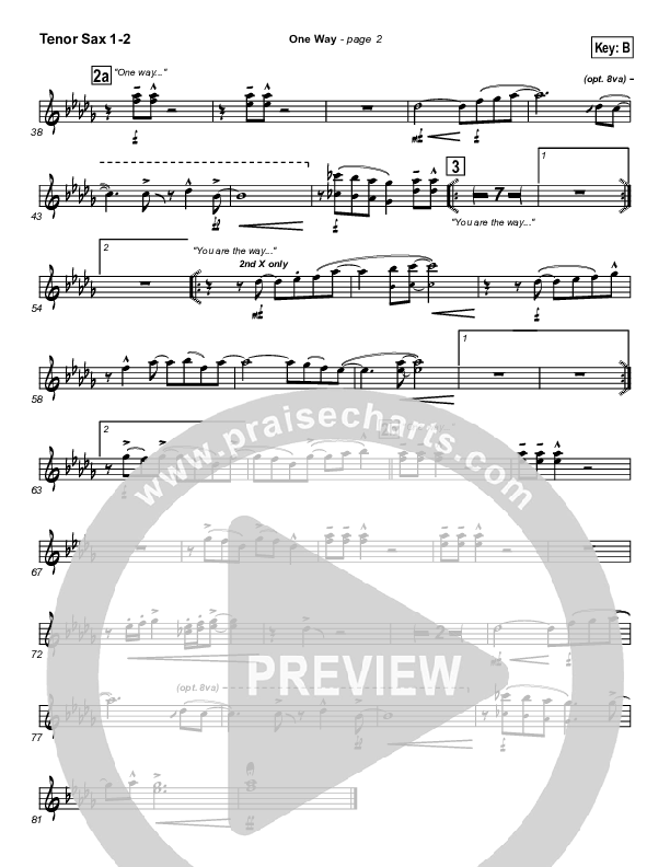 One Way Tenor Sax 1/2 (Hillsong Worship)