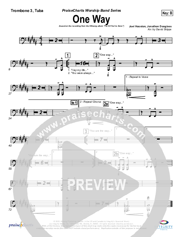 One Way Trombone 3/Tuba (Hillsong Worship)