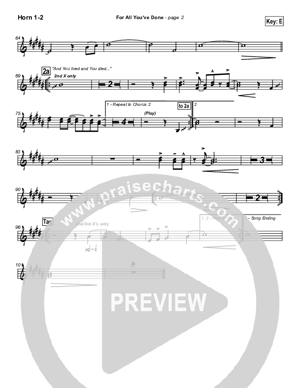 For All You've Done French Horn 1/2 (Hillsong Worship)