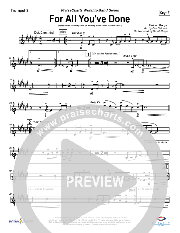 For All You've Done Trumpet 3 (Hillsong Worship)