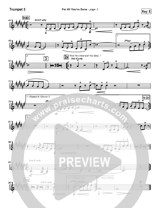 For All You've Done Trumpet 3 (Hillsong Worship)