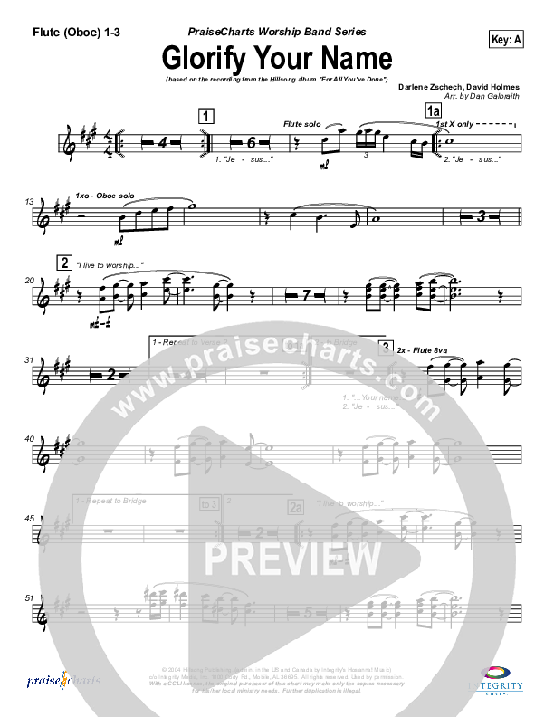 Glorify Your Name Flute/Oboe 1/2/3 (Hillsong Worship)