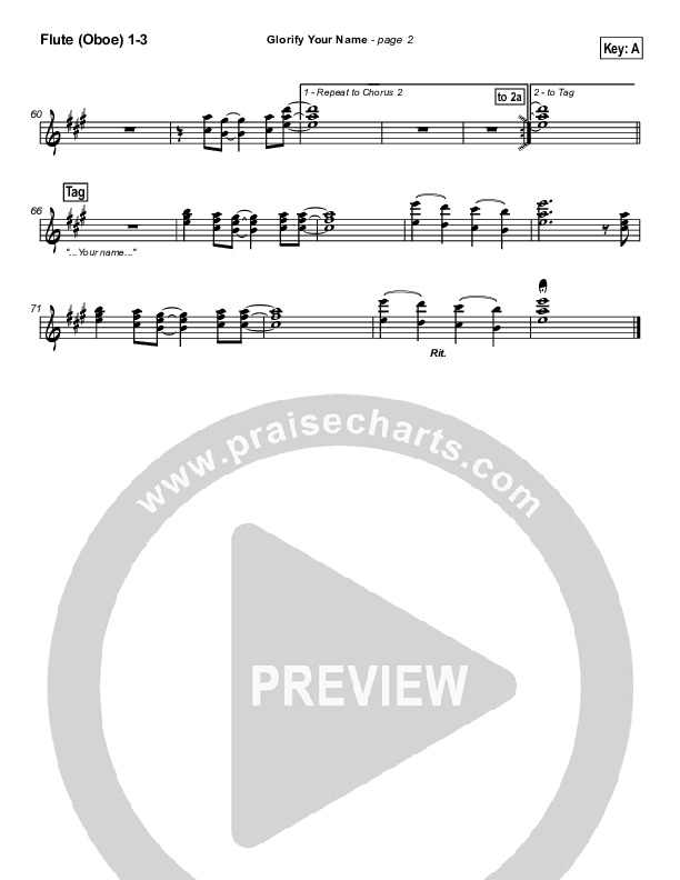Glorify Your Name Flute/Oboe 1/2/3 (Hillsong Worship)