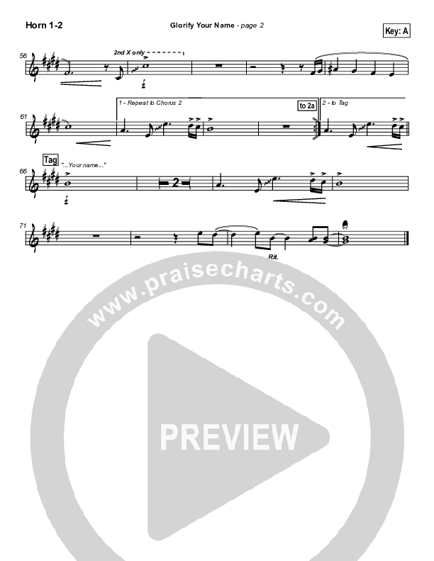 Glorify Your Name French Horn 1/2 (Hillsong Worship)
