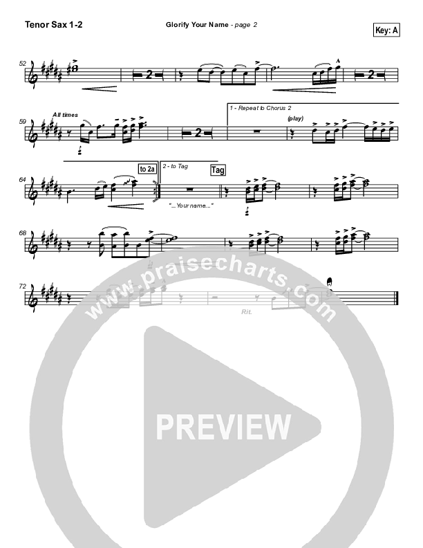 Glorify Your Name Tenor Sax 1/2 (Hillsong Worship)