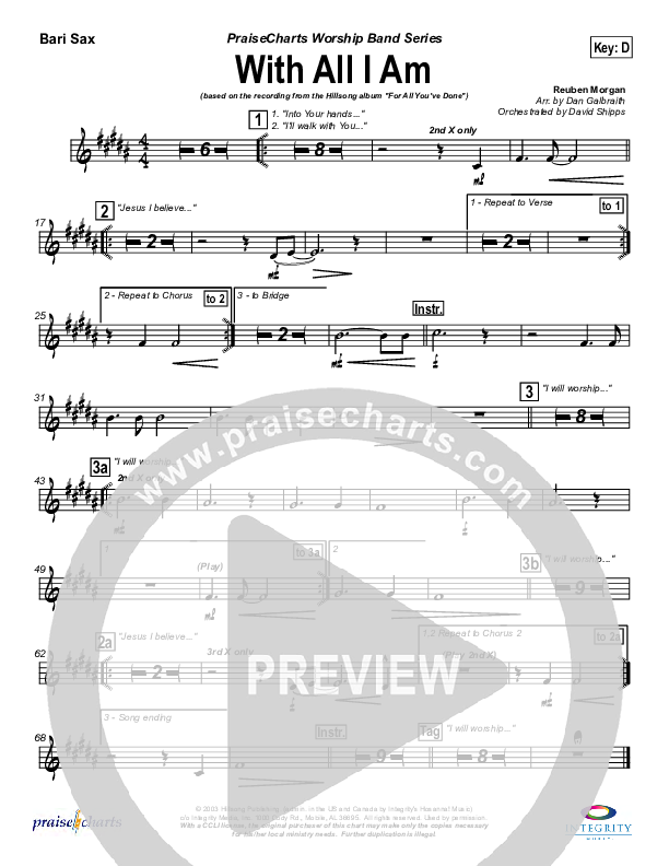 With All I Am Bari Sax (Hillsong Worship)