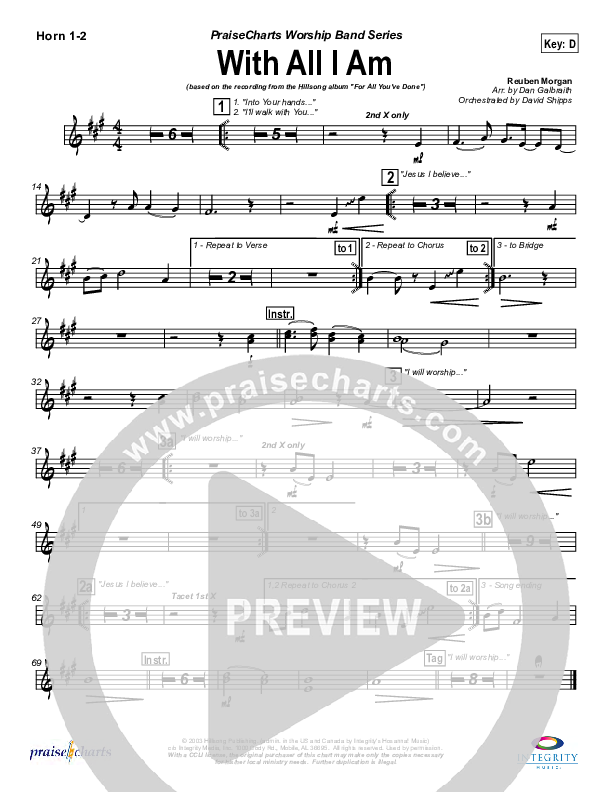 With All I Am French Horn 1/2 (Hillsong Worship)