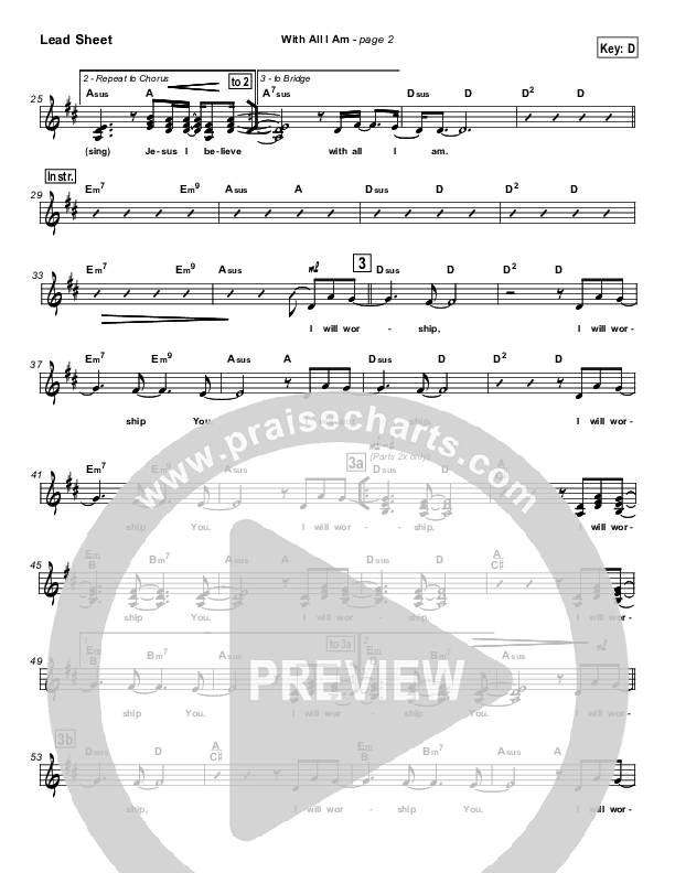 With All I Am Lead Sheet (SAT) (Hillsong Worship)