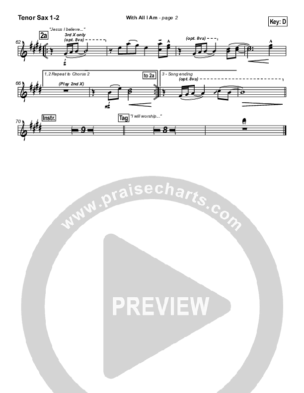 With All I Am Tenor Sax 1/2 (Hillsong Worship)