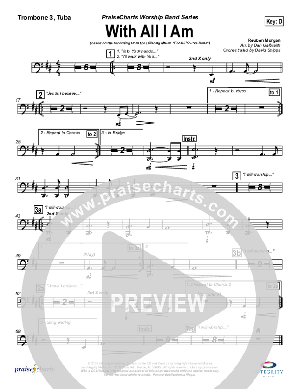 With All I Am Trombone 3/Tuba (Hillsong Worship)