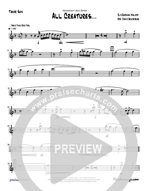All Creatures Of Our God And King (Instrumental) Tenor Sax 2 (Brad Henderson)