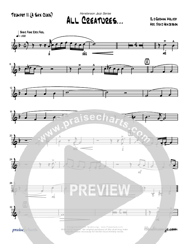 All Creatures Of Our God And King (Instrumental) Trumpet 2 (Brad Henderson)