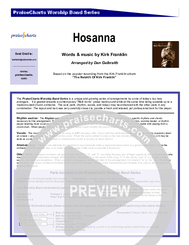 Hosanna Cover Sheet (Kirk Franklin)