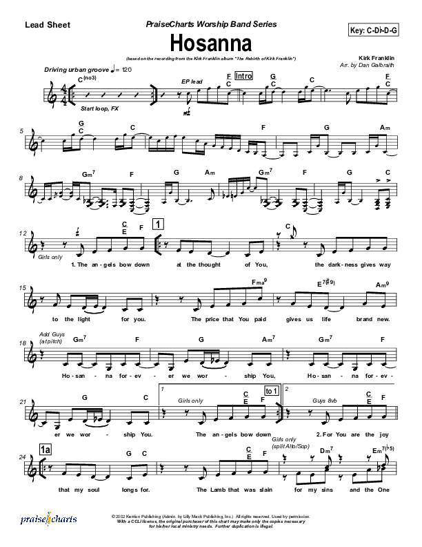 Hosanna Lead Sheet (SAT) (Kirk Franklin)