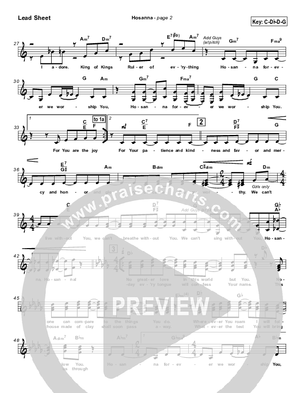 Hosanna Lead Sheet (SAT) (Kirk Franklin)