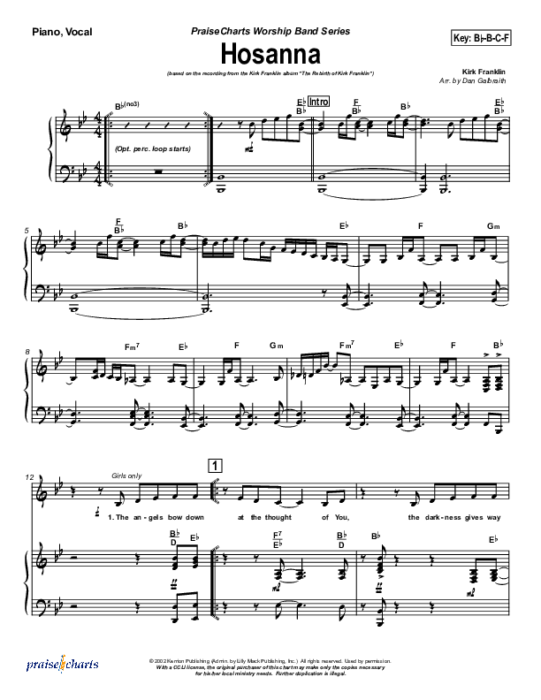 Hosanna Sheet Music PDF (Kirk Franklin) PraiseCharts