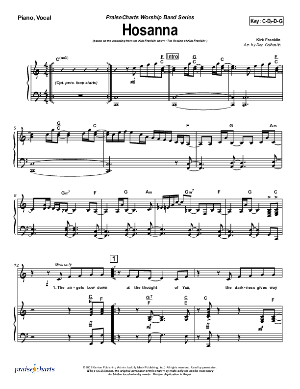 Hosanna Piano/Vocal (Kirk Franklin)