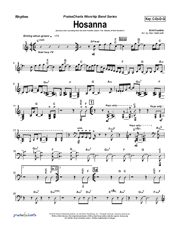 Hosanna Rhythm Chart (Kirk Franklin)