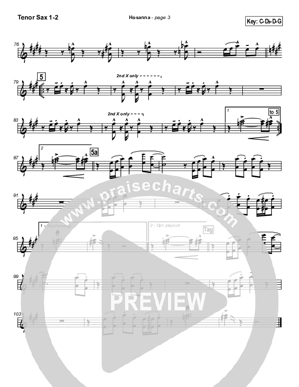Hosanna Tenor Sax 1/2 (Kirk Franklin)
