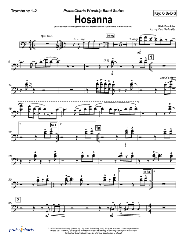 Hosanna Trombone 1/2 (Kirk Franklin)