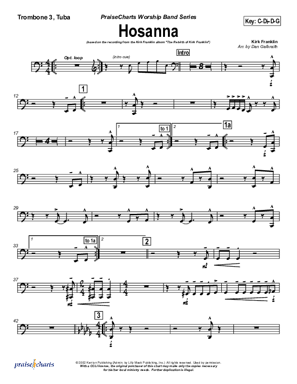 Hosanna Trombone 3/Tuba (Kirk Franklin)
