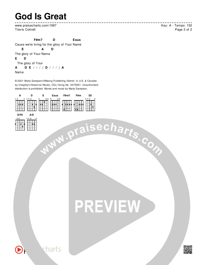 God Is Great Chords & Lyrics (Travis Cottrell)