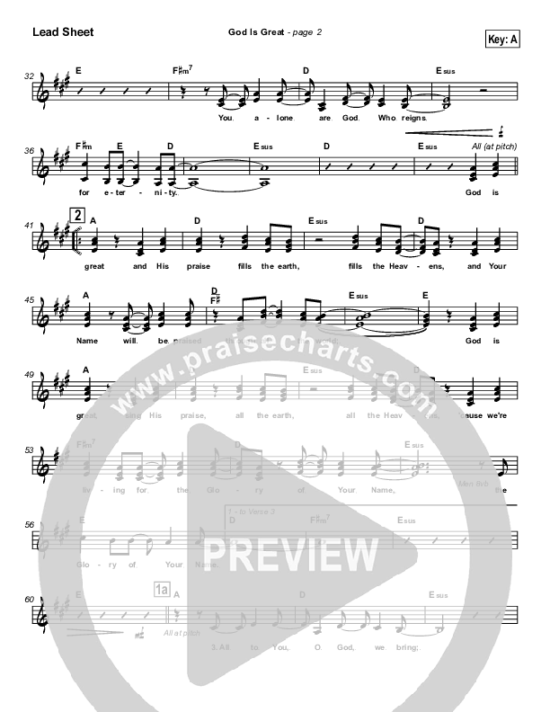 God Is Great Lead Sheet (Travis Cottrell)
