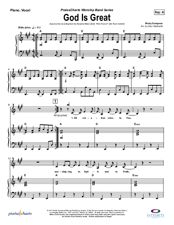 God Is Great Piano/Vocal (SATB) (Travis Cottrell)