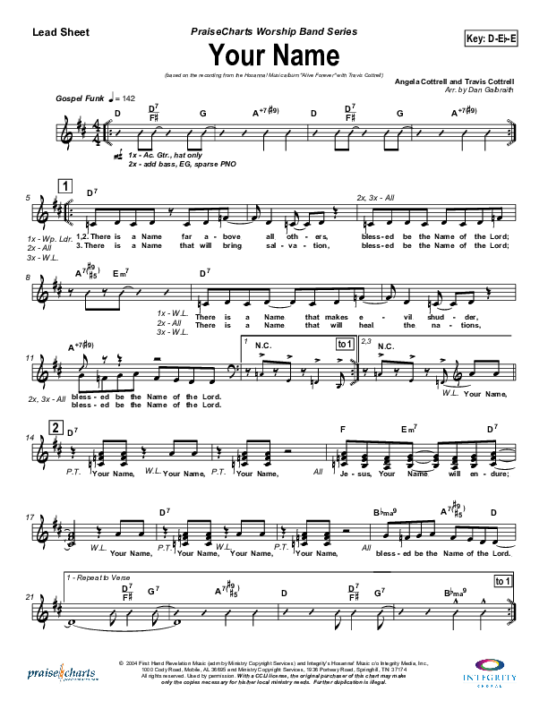 Your Name Lead Sheet (Travis Cottrell)
