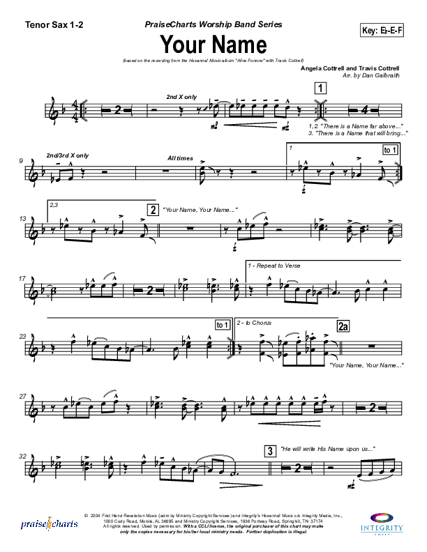 Your Name Tenor Sax 1/2 (Travis Cottrell)