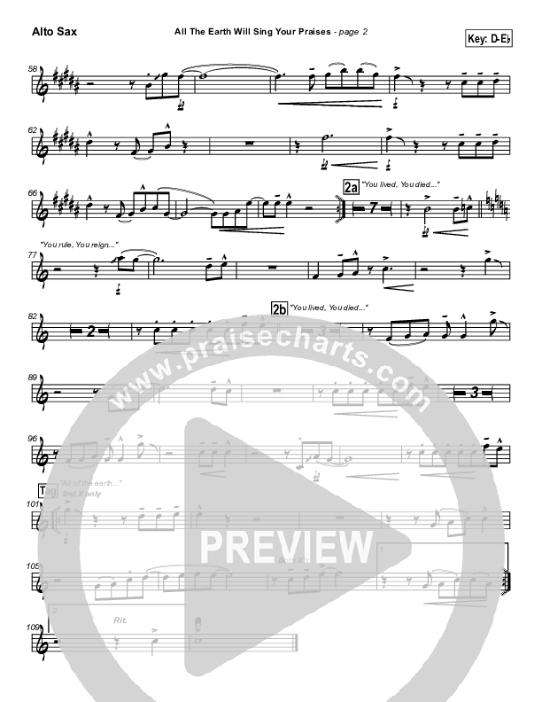 All The Earth Will Sing Your Praises Alto Sax (Travis Cottrell)
